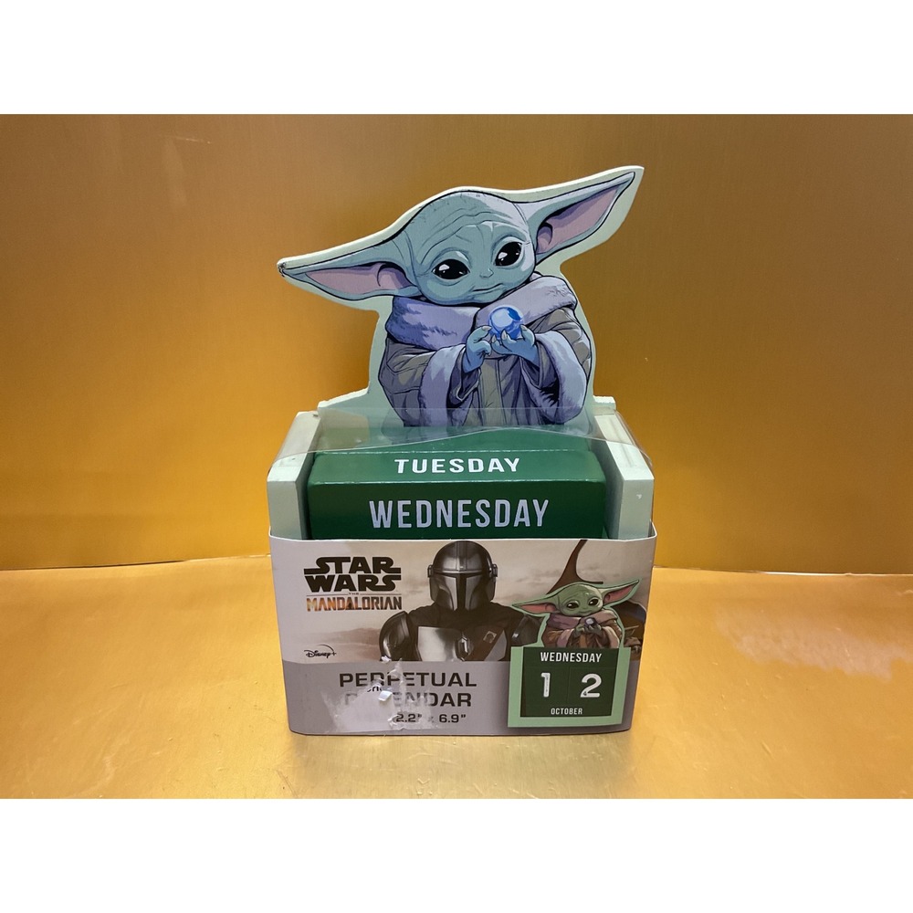 Star Wars Mandalorian Grogu Baby Yoda Wood Perpetual Calendar Pop Creations